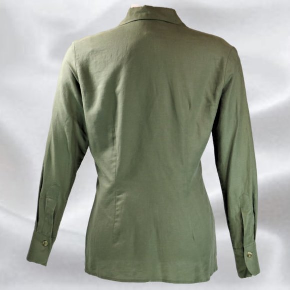 Charter Collection Fitted Green Shirt in Size 8 - Picture 2 of 4